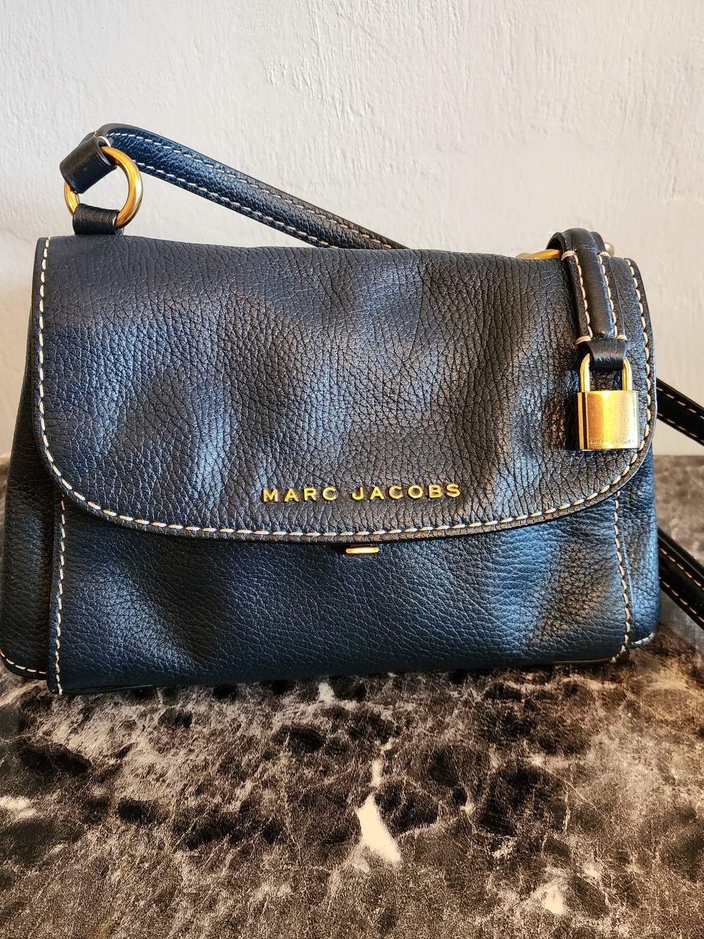 Blue Sea Mini Hobo Grind  Leather Crossbody Bag By Marc Jacobs